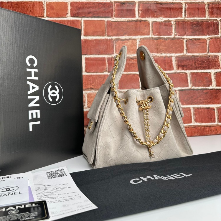 CHNL 25 HANDBAG SUET BEJ